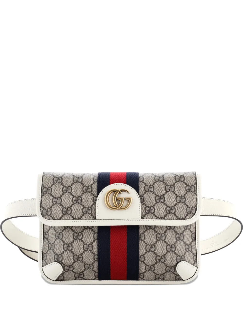 Pre-owned Gucci Ophidia Flap Gg Coated Canvas With Leather Belt Bag In Brown