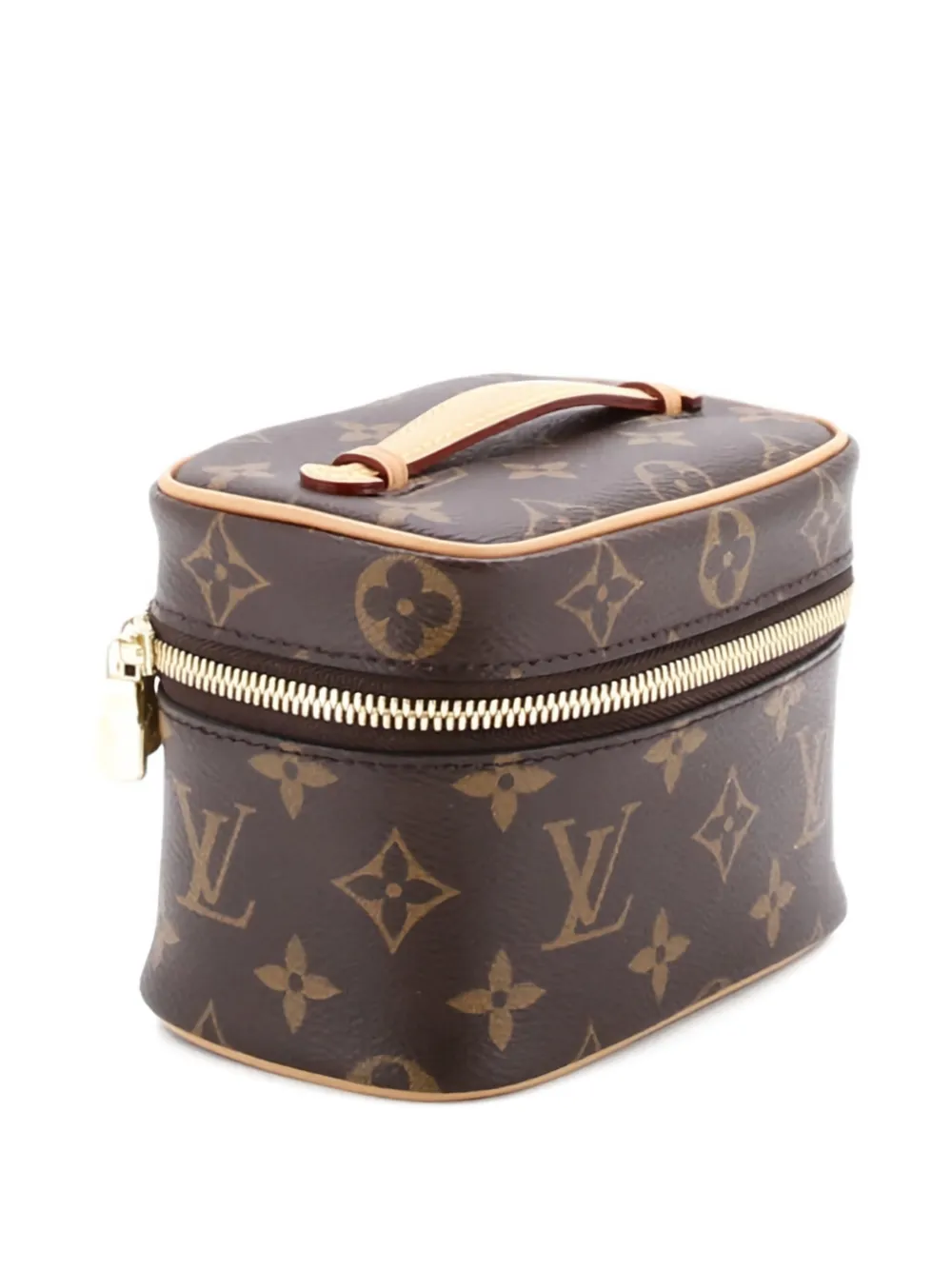 Pre-owned Louis Vuitton Nice Vanity Case Monogram Canvas Nano Pouch In Brown