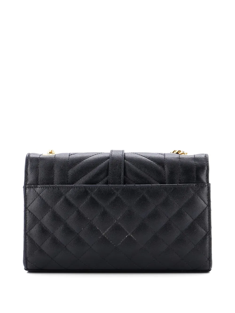 Pre-owned Saint Laurent Classic Monogram Envelope Satchel Mixed Matelasse Leather Small Crossbody Bag In Black
