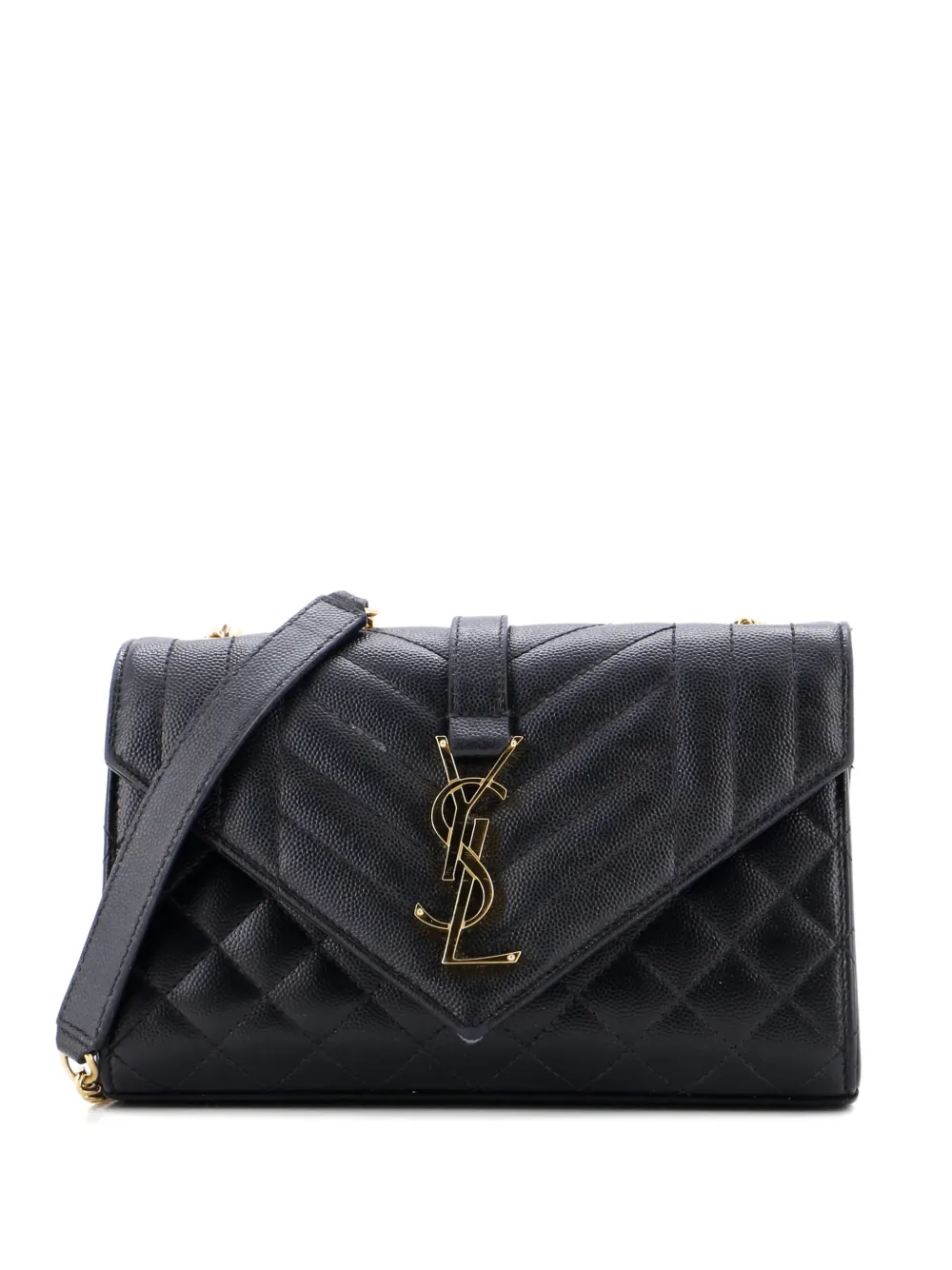 Saint Laurent Pre-Owned Classic Monogram Envelope Satchel Mixed Matelasse Leather Small crossbody bag - Nero