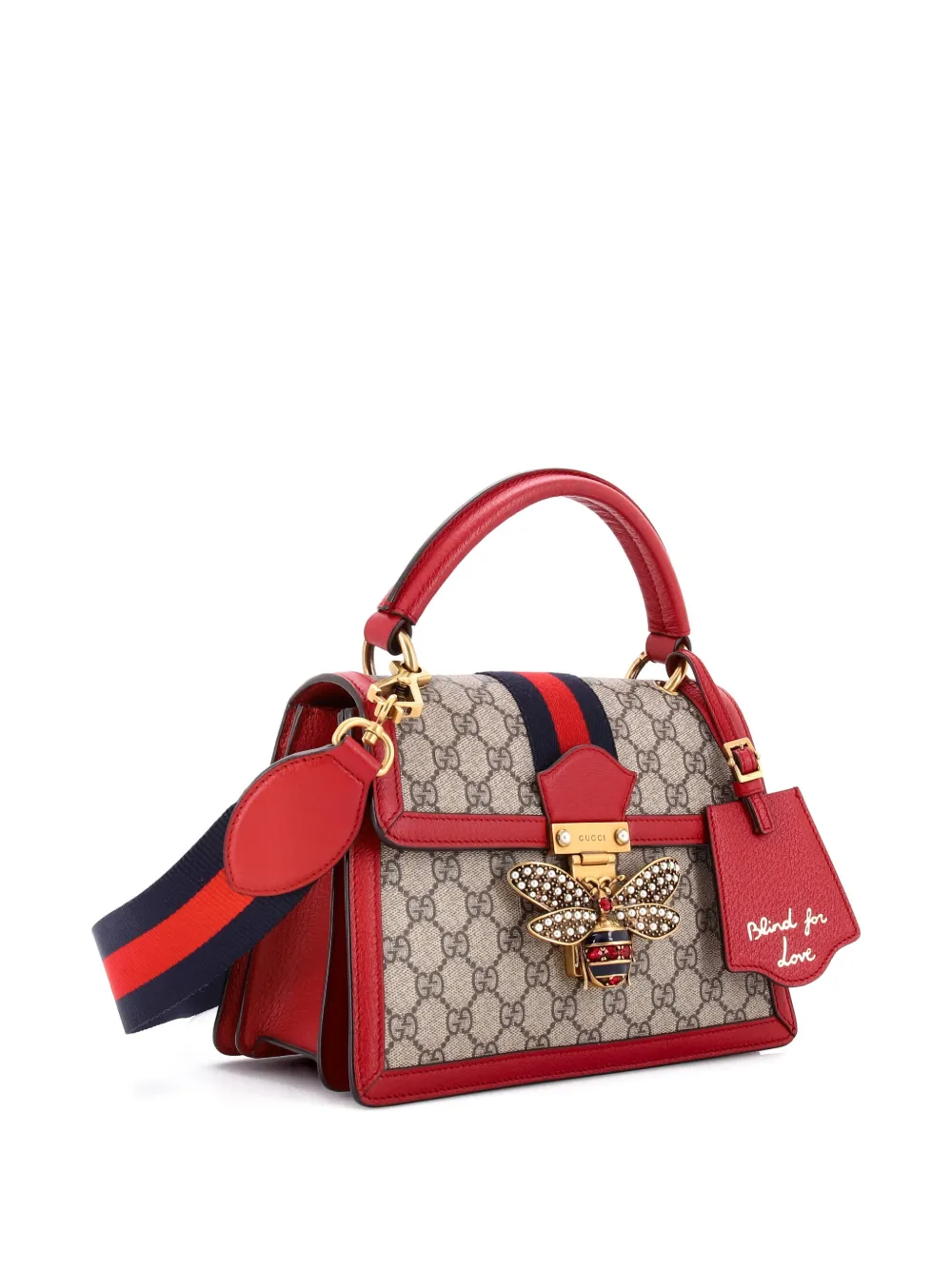 Pre-owned Gucci Queen Margaret Top Handle Bag Gg Coated Canvas With Leather Small Satchel In Brown