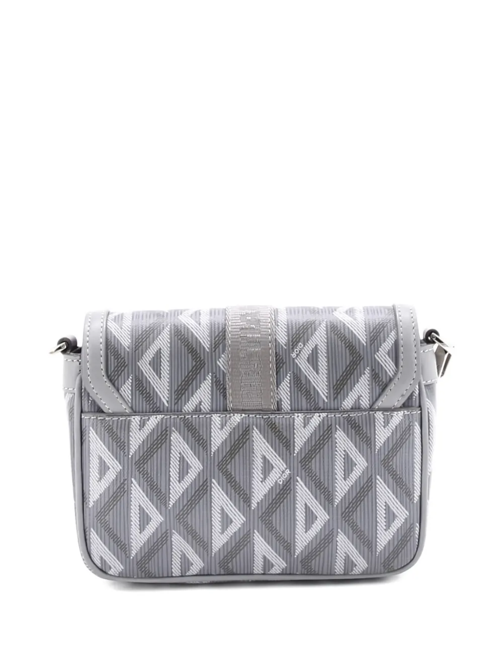 Pre-owned Dior Hit The Road Flap Cd Diamond Coated Canvas And Leather Mini Crossbody Bag In Gray