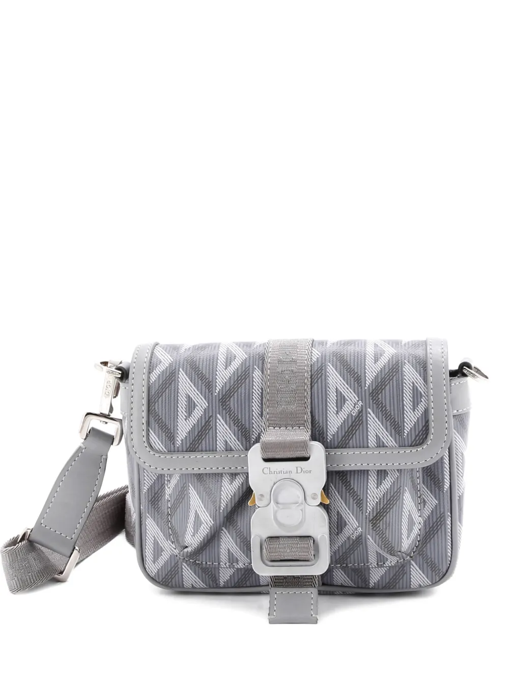 Christian Dior Pre-Owned Hit the Road Flap CD Diamond Coated Canvas and Leather Mini crossbody bag - Grigio