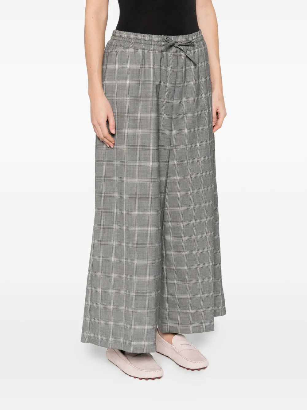 Drawstring Check-Pattern Trousers