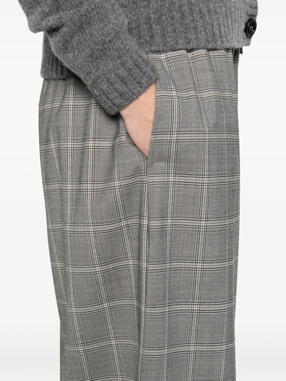 Drawstring Check-Pattern Trousers