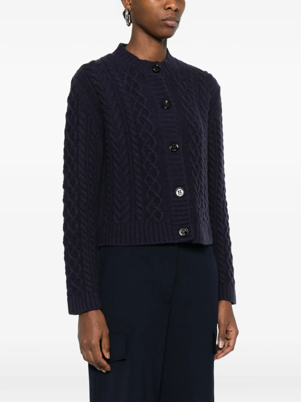 Cable-Knit Button Cardigan