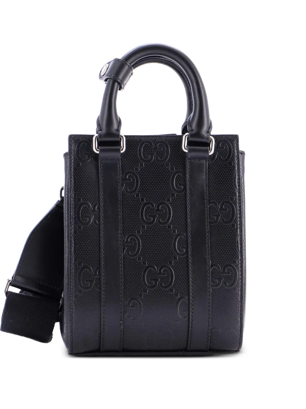 Gucci Pre-Owned Vertical Tote GG Embossed Perforated Leather Mini shoulder bag - Nero