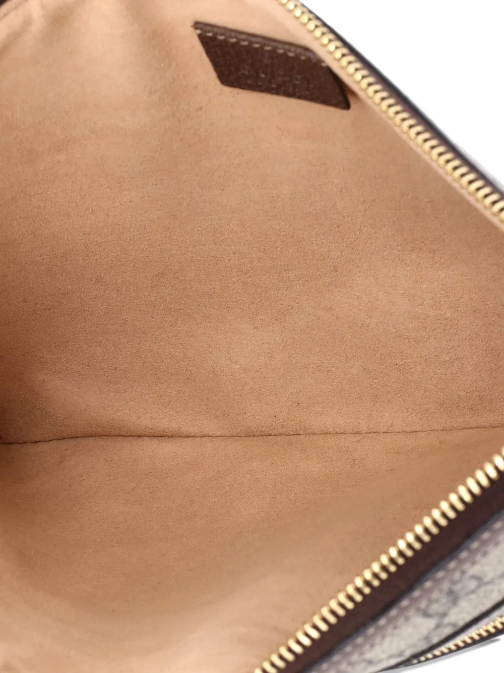 Pre-owned Gucci Ophidia Zip Pouch Gg Coated Canvas Large Clutch Bag In Brown