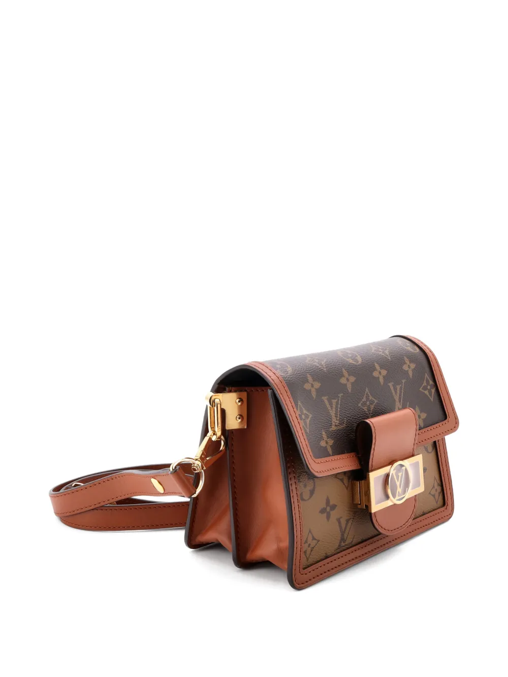 Pre-owned Louis Vuitton Dauphine Shoulder Bag Reverse Monogram Canvas Mini Crossbody Bag In Brown