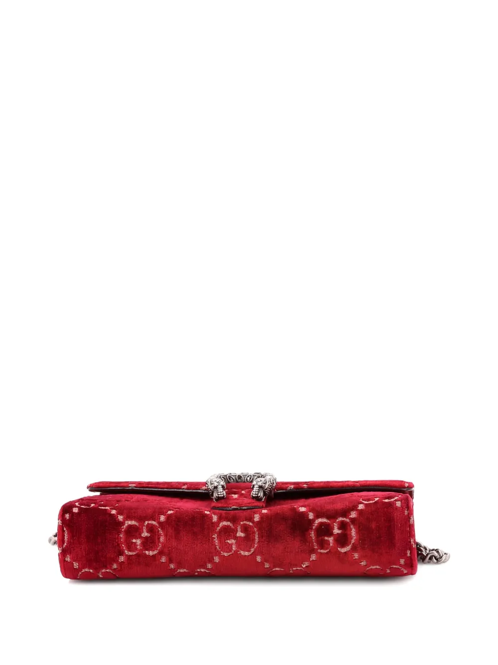 GUCCI Pre-owned Dionysus Chain Wallet Gg Velvet Small Crossbody Bag In Red