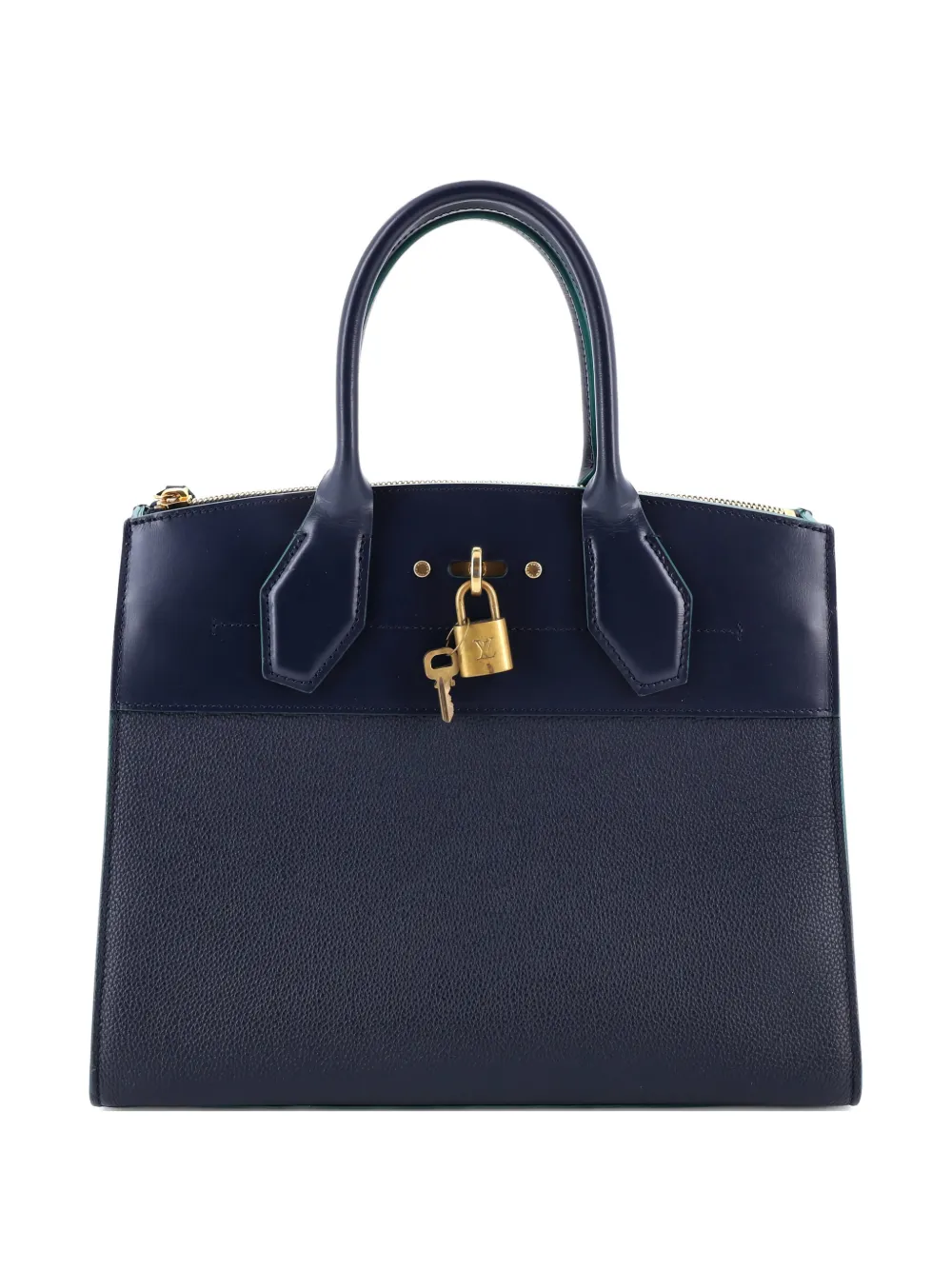 Pre-owned Louis Vuitton City Steamer Handbag Leather Mm Tote Bag In Blue