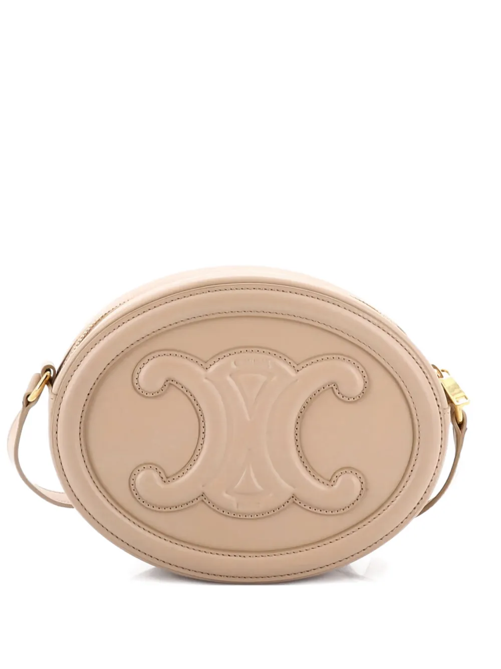 Celine Pre-Owned Triomphe Oval Leather crossbody bag - Toni neutri