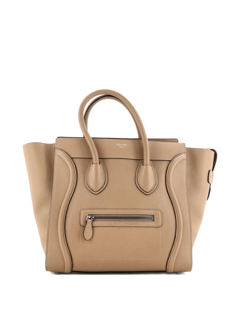 Pre-owned Celine Luggage Bag Grainy Leather Mini Tote Bag In Neutral