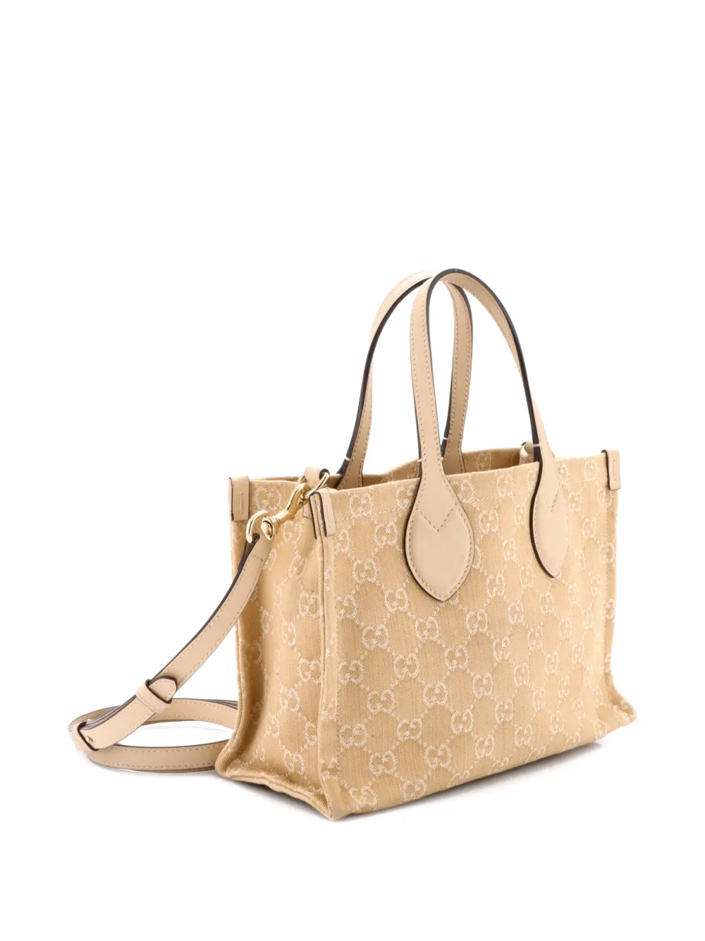 Pre-owned Gucci Ophidia Shopper Gg Denim Medium Tote Bag In Neutral