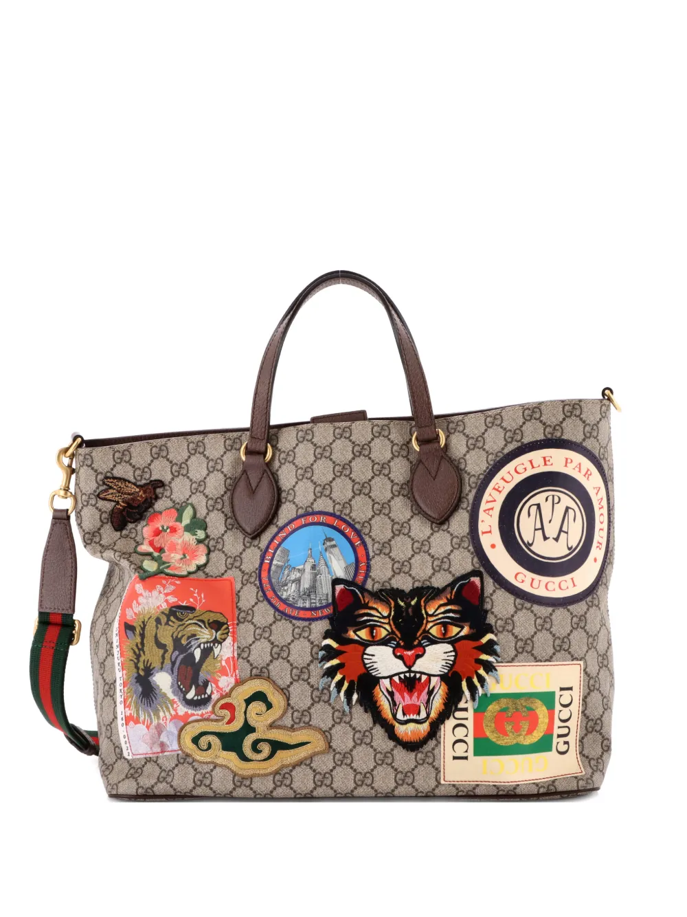 Gucci Pre-Owned Courrier Convertible Soft Open GG Coated Canvas with Applique Large tote bag - Marrone