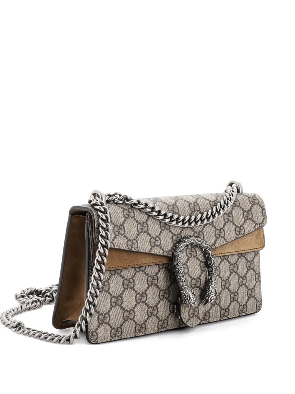 Gucci Pre-Owned Dionysus Bag GG Coated Canvas with Crystal Embellished Metal Small shoulder bag - Marrone
