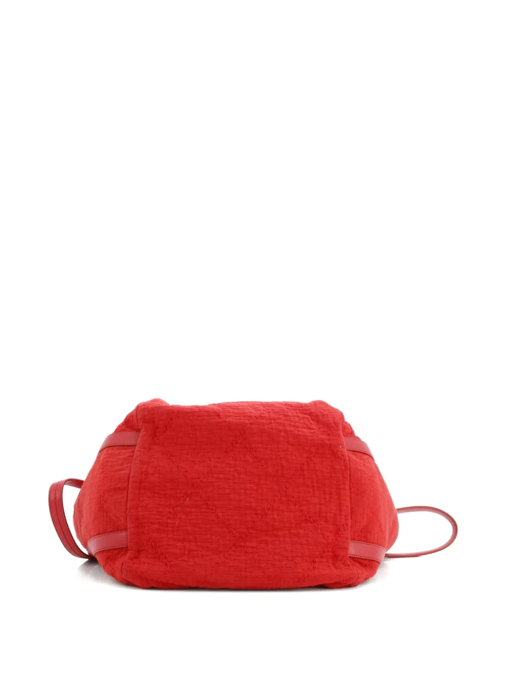 Pre-owned Chanel Double Face Deauville Fringe Quilted Canvas Small Tote Bag In Red