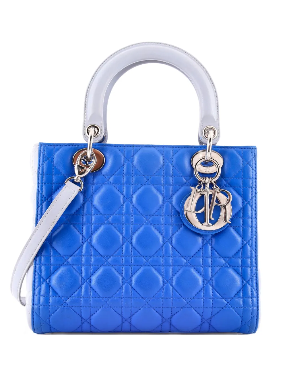 Christian Dior Pre-Owned Bicolor Lady Dior Bag Cannage Quilt Lambskin Medium shoulder bag - Blu