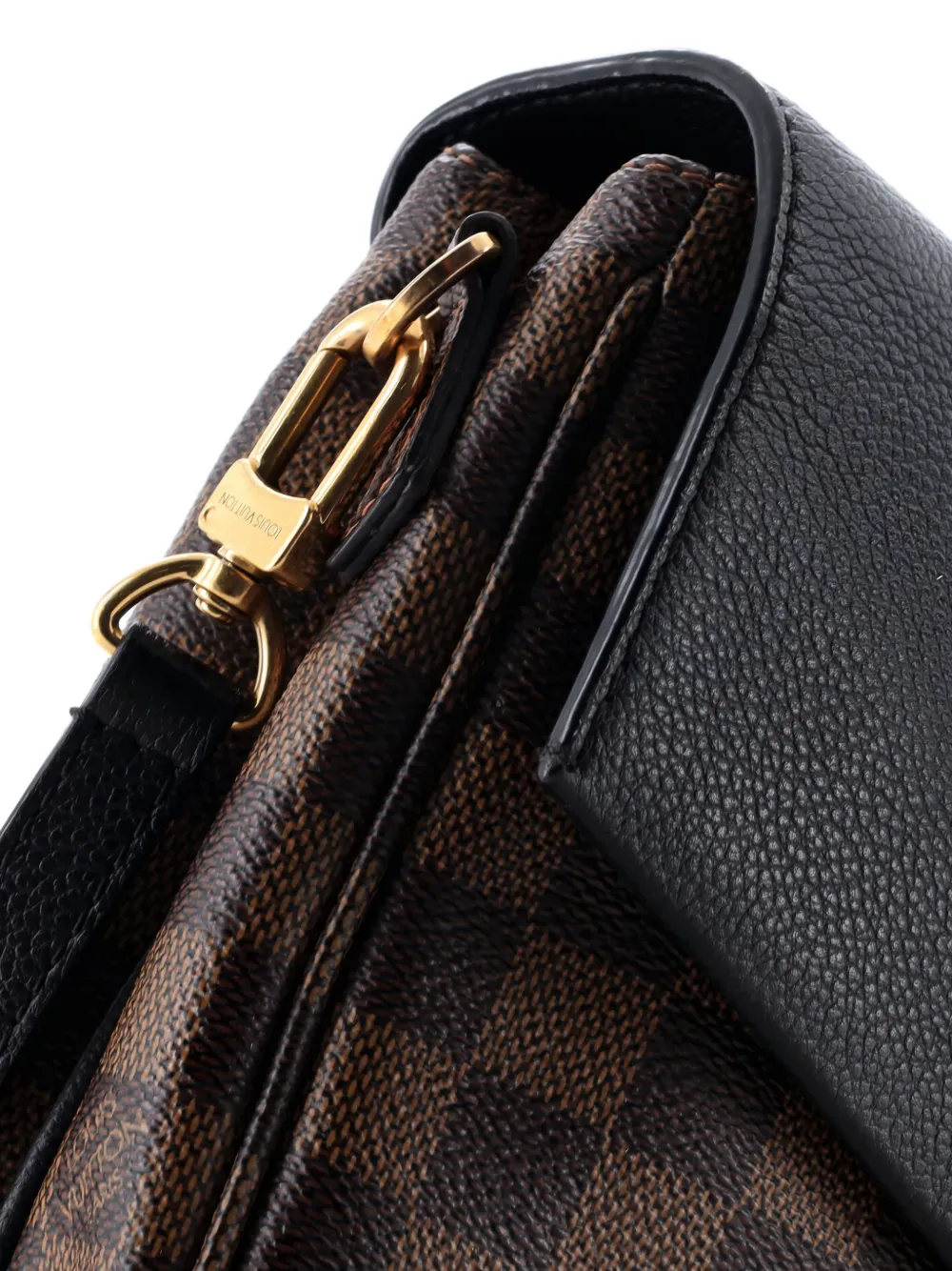 Pre-owned Louis Vuitton Clapton Handbag Damier And Leather Pm Crossbody Bag In Black