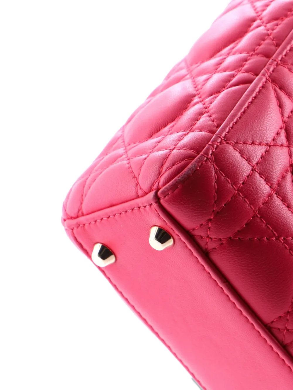 Pre-owned Dior Lady  Bag Cannage Quilt Lambskin Mini Satchel In Pink