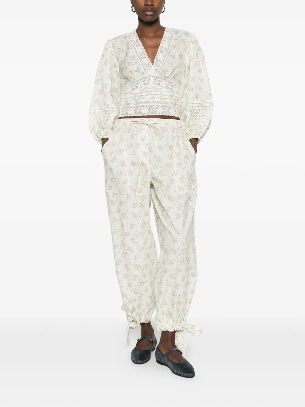 Davi Floral-Print Tie-Detail Trousers