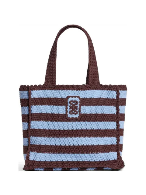 SANDRO striped crochet-knit tote bag