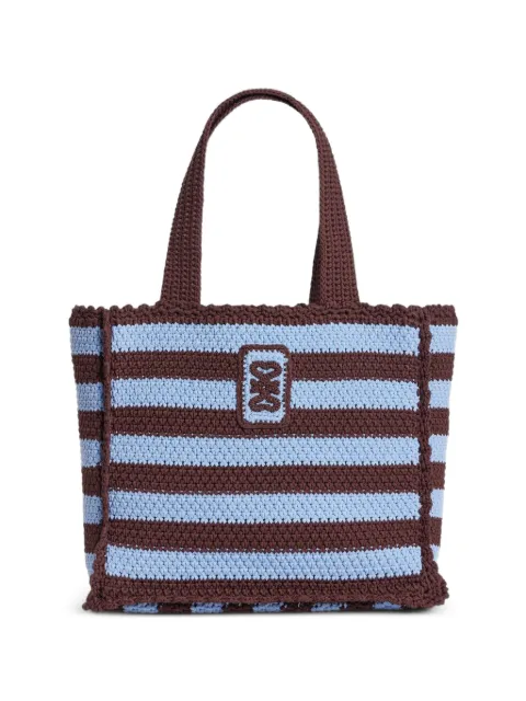 SANDRO striped crochet-knit tote bag