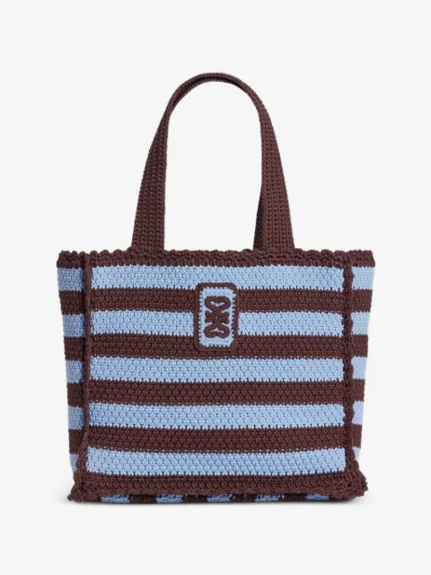 SANDRO striped crochet-knit tote bag