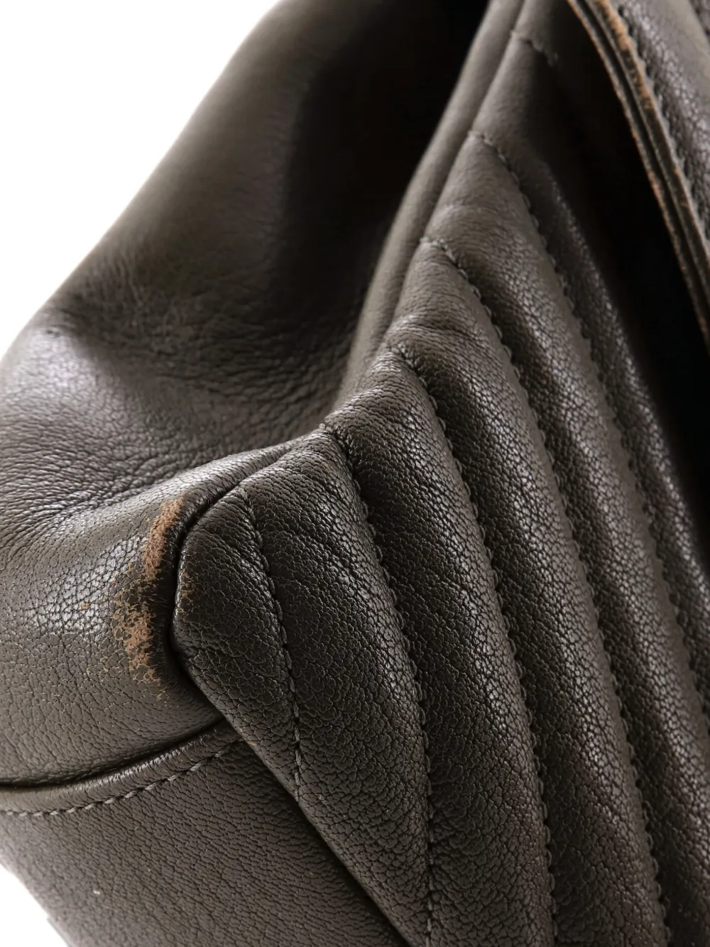 Pre-owned Saint Laurent Classic Monogram College Bag Matelasse Chevron Leather Medium Crossbody Bag In Green