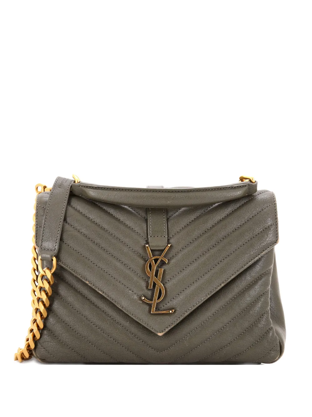 Saint Laurent Pre-Owned Classic Monogram College Bag Matelasse Chevron Leather Medium crossbody bag - Verde