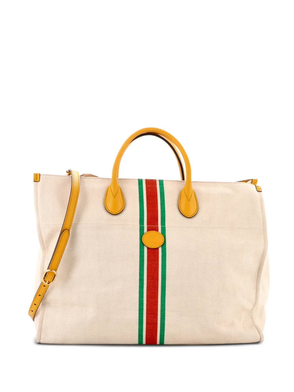 Gucci Pre-Owned Foldable Web Canvas with Leather Large tote bag - Toni neutri