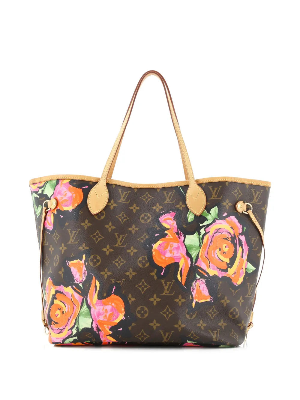 Pre-owned Louis Vuitton Neverfull Limited Edition Monogram Roses Mm Tote Bag In Brown