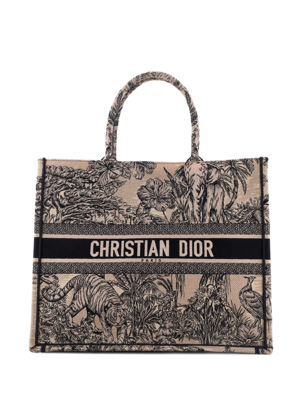 Christian Dior Pre-Owned Book Embroidered Canvas Large tote bag | Brown | Image 1