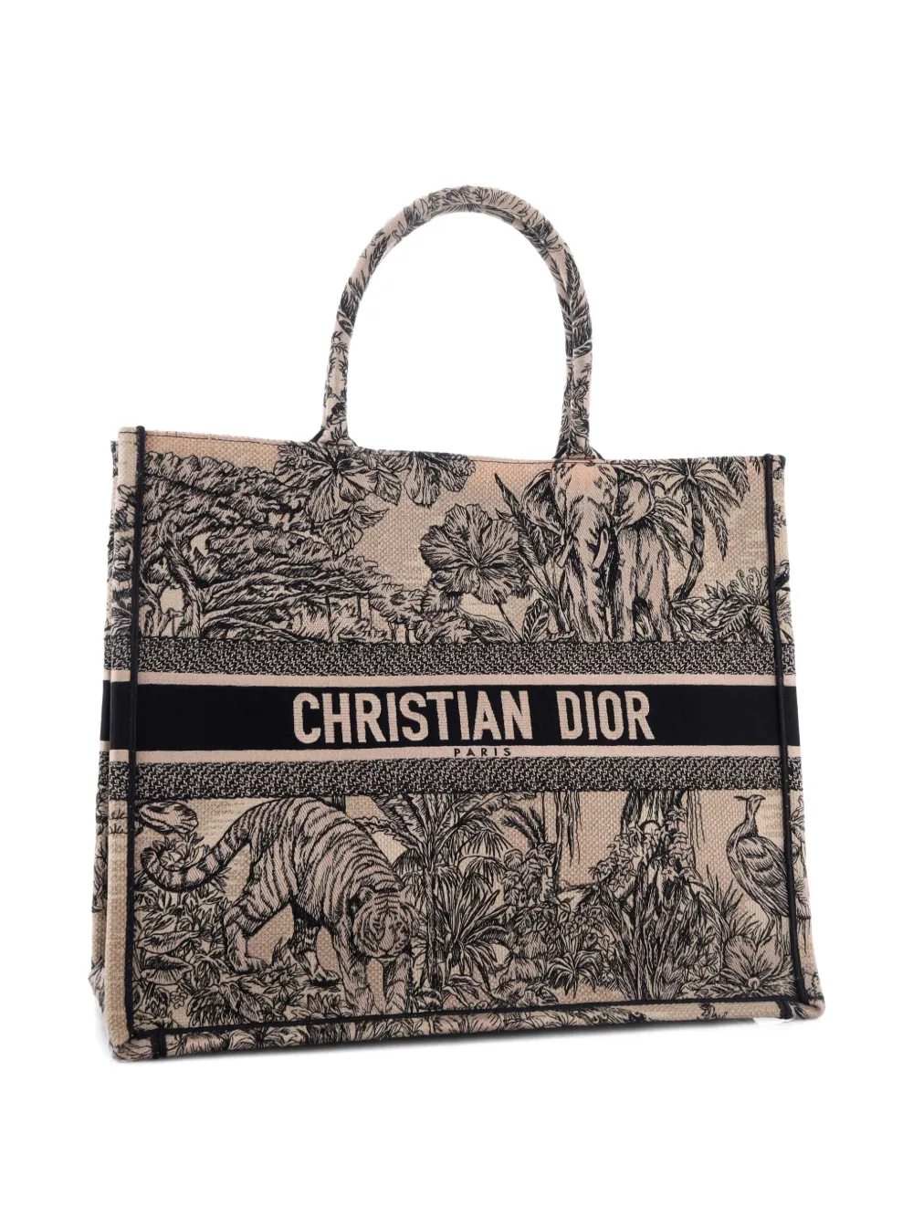Christian Dior Pre-Owned Book Embroidered Canvas Large Tote Bag