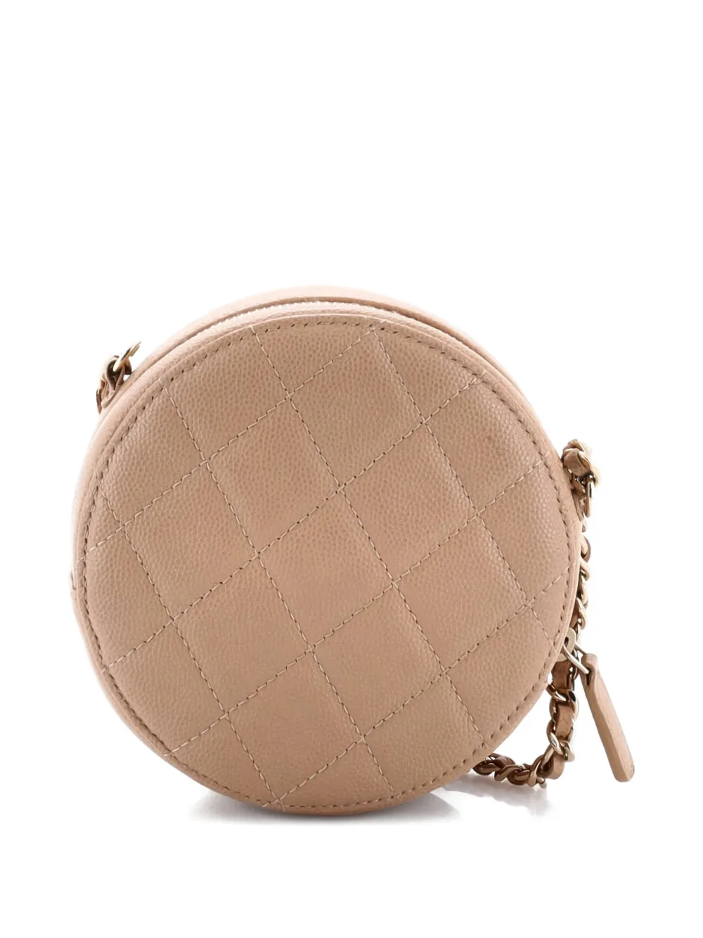 Pre-owned Chanel Round Clutch With Chain Quilted Caviar Mini Crossbody Bag In Brown
