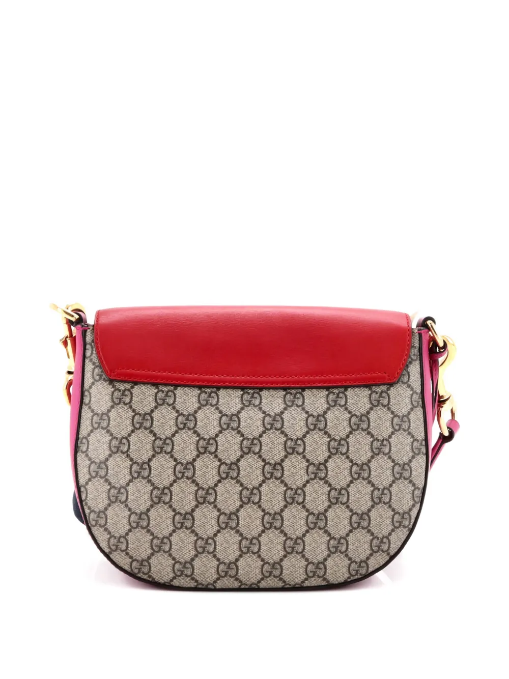 Pre-owned Gucci Padlock Saddle Shoulder Bag Gg Coated Canvas And Leather Medium Crossbody Bag In Brown