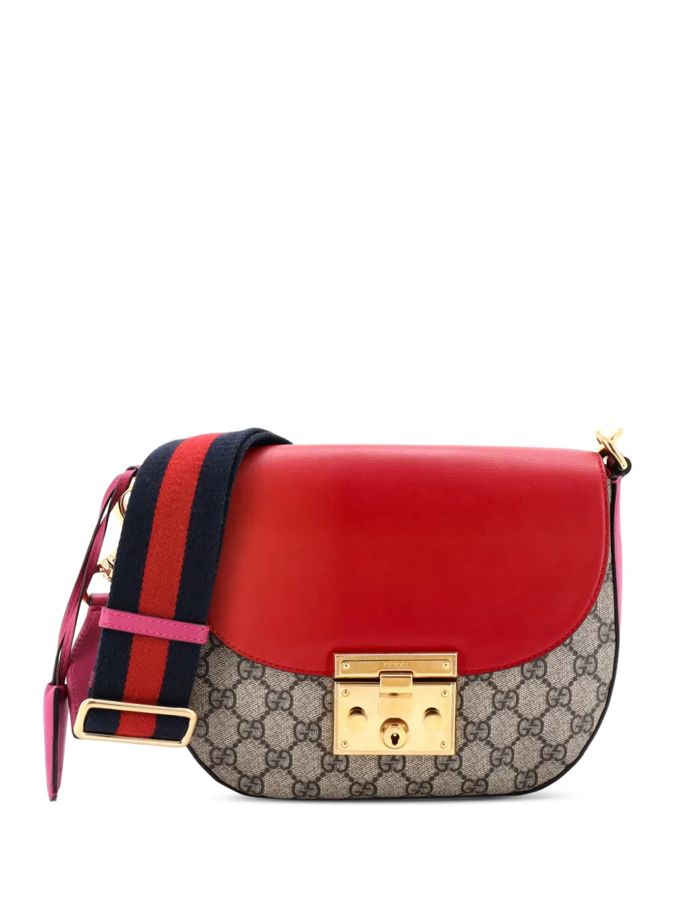 Gucci Pre-Owned Padlock Saddle Shoulder Bag GG Coated Canvas and Leather Medium crossbody bag - Marrone