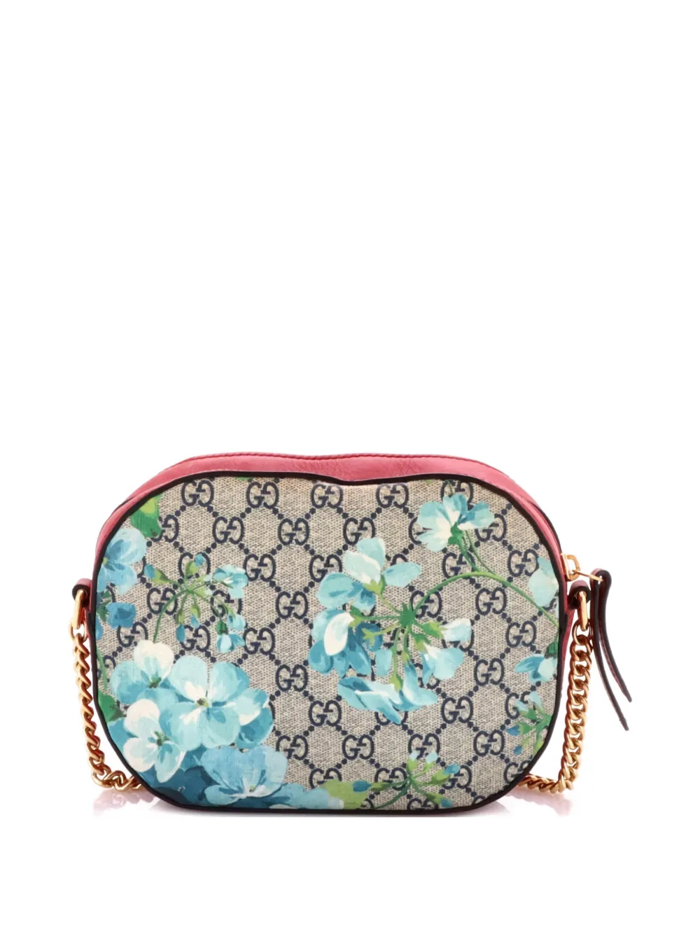 GUCCI Pre-owned Chain Blooms Print Gg Coated Canvas Mini Crossbody Bag In Blue