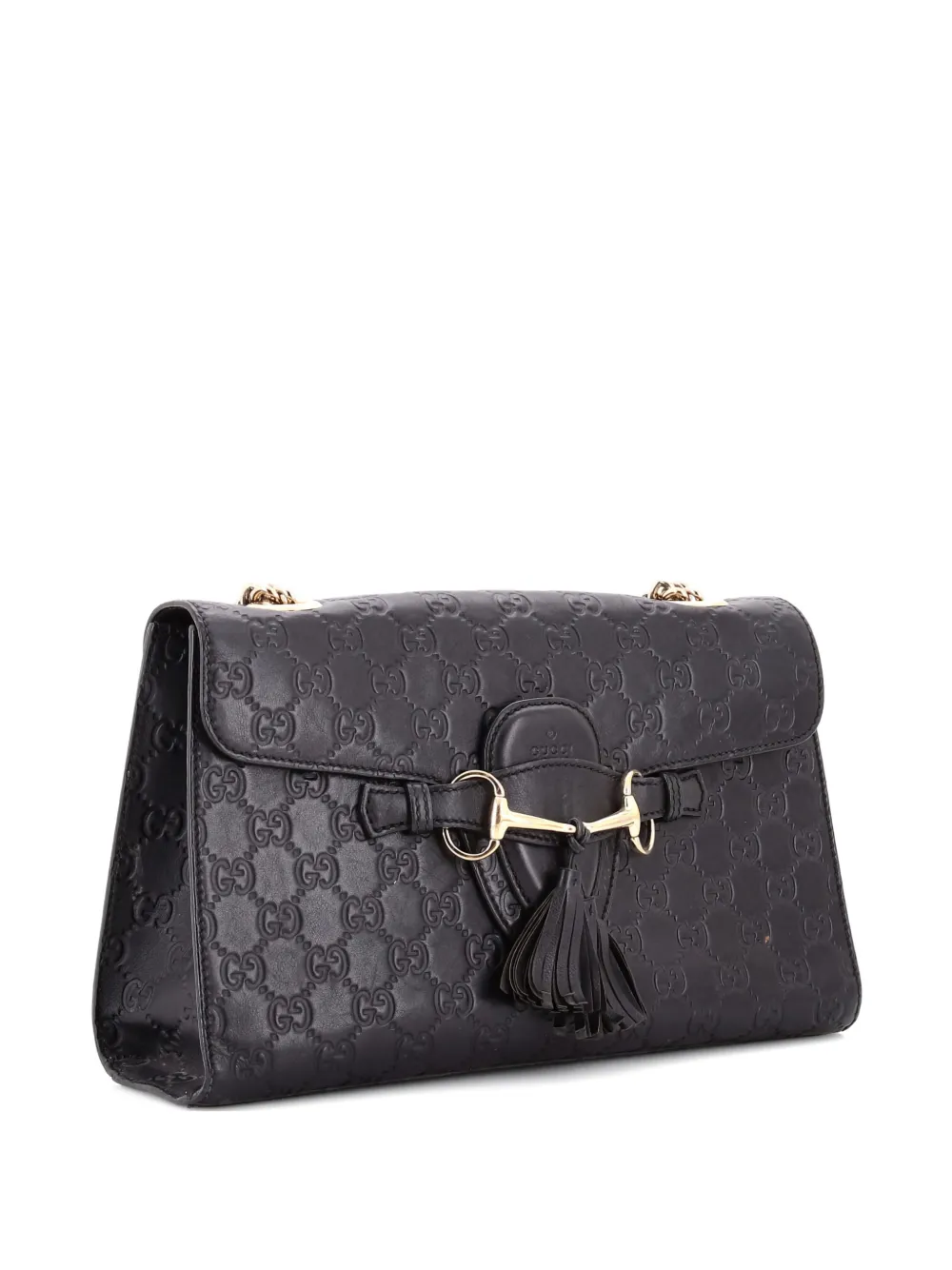 Gucci Pre-Owned Emily Chain Flap Bag Guccissima Leather Medium shoulder bag - Nero