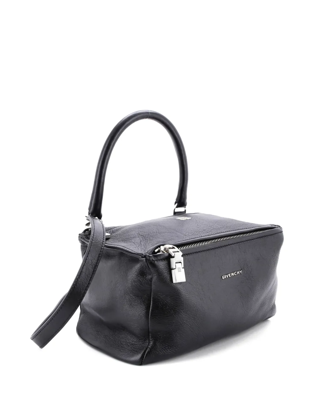 Pre-owned Givenchy Pandora Bag Leather Small Satchel In Black