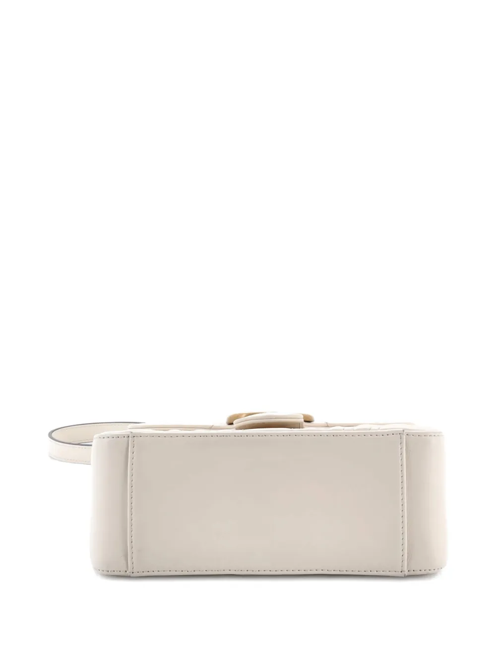 Pre-owned Gucci Gg Marmont Top Handle Flap Bag Matelasse Leather Mini Satchel In White