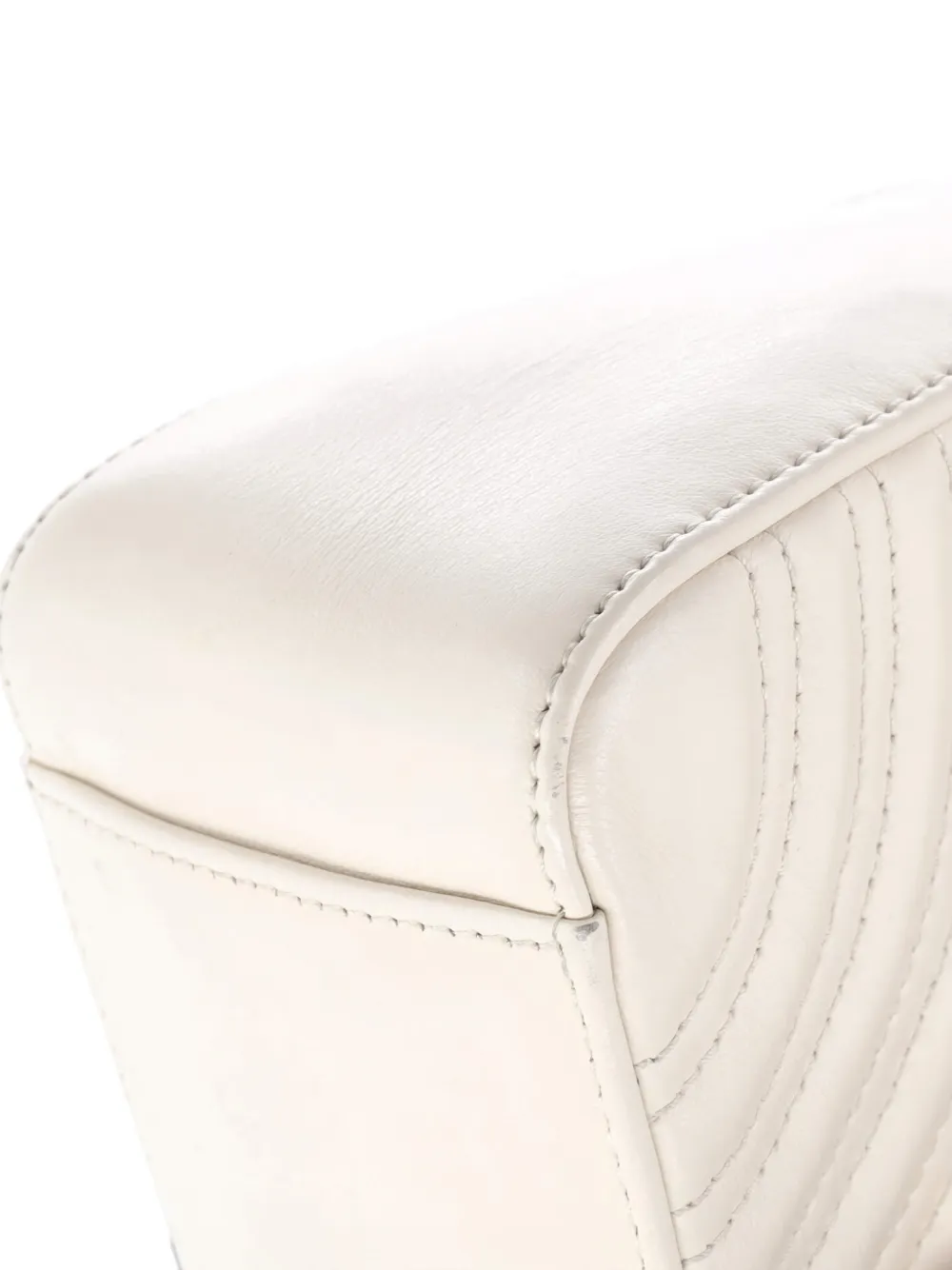 Pre-owned Gucci Gg Marmont Top Handle Flap Bag Matelasse Leather Mini Satchel In White