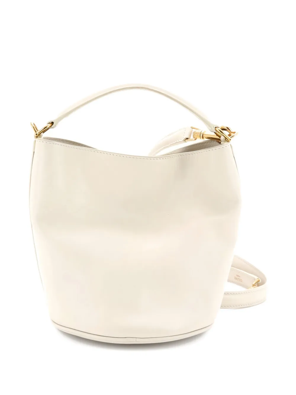 Pre-owned Celine 16 Bag Leather Teen Bucket Bag In White