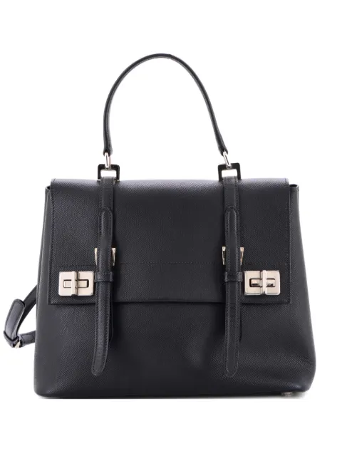Prada Pre-Owned bolsa satchel Half Flap Double Turn Lock mediana de piel Saffiano