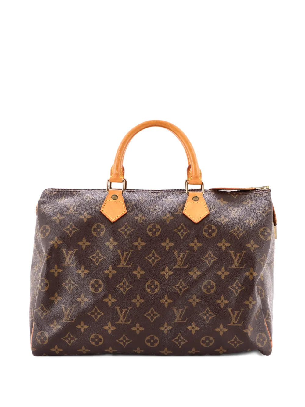 Pre-owned Louis Vuitton Speedy Handbag Monogram Canvas 35 Satchel In Brown