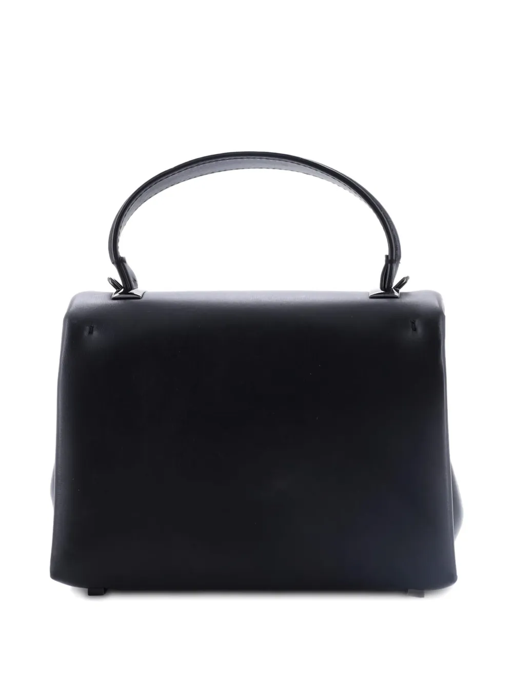 Pre-owned Valentino Garavani One Stud Top Handle Flap Bag Leather Mini Shoulder Bag In Black