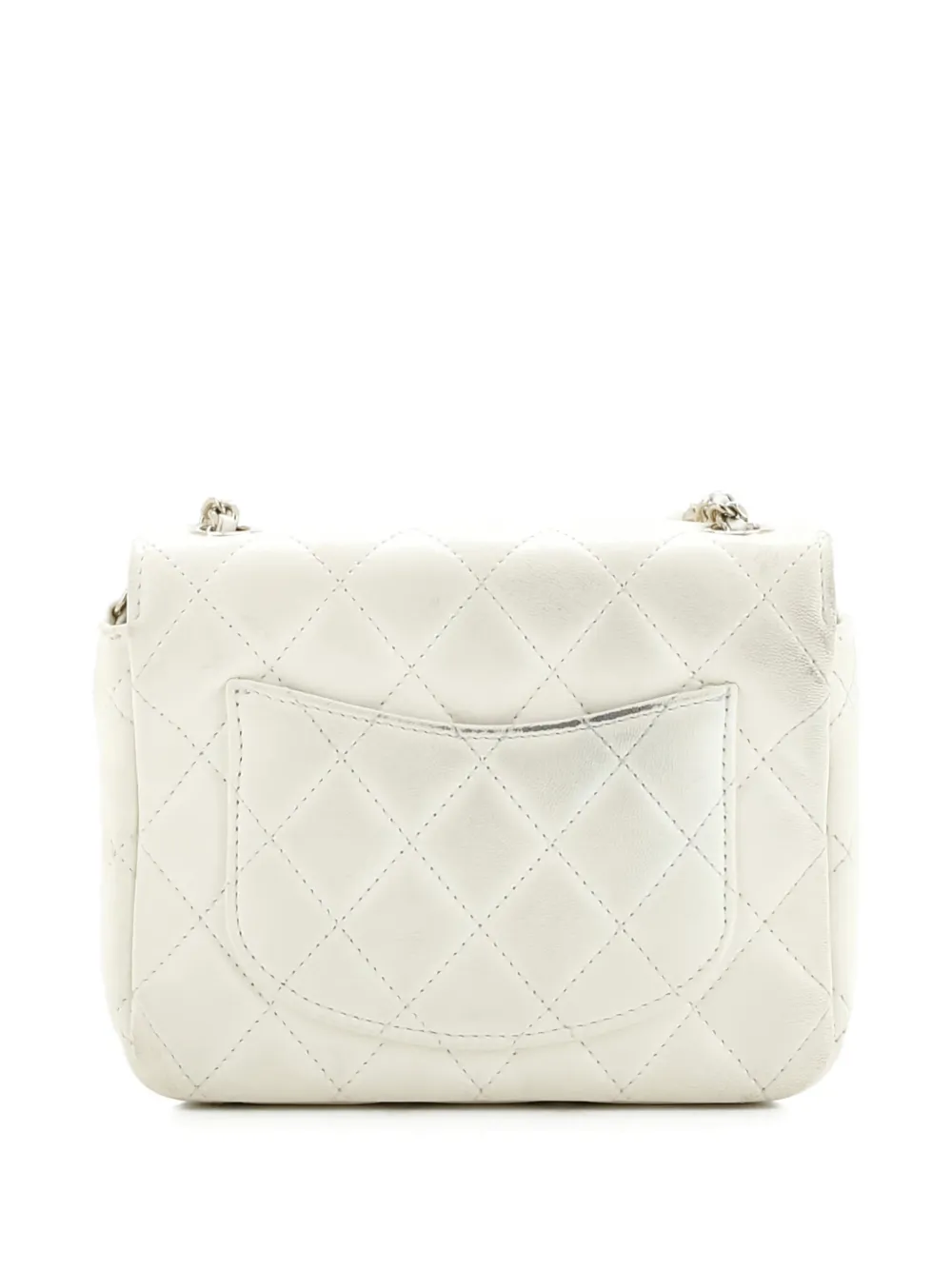 Pre-owned Chanel Coco De Toi Heart Chain Square Flap Bag Quilted Lambskin Mini Crossbody Bag In White