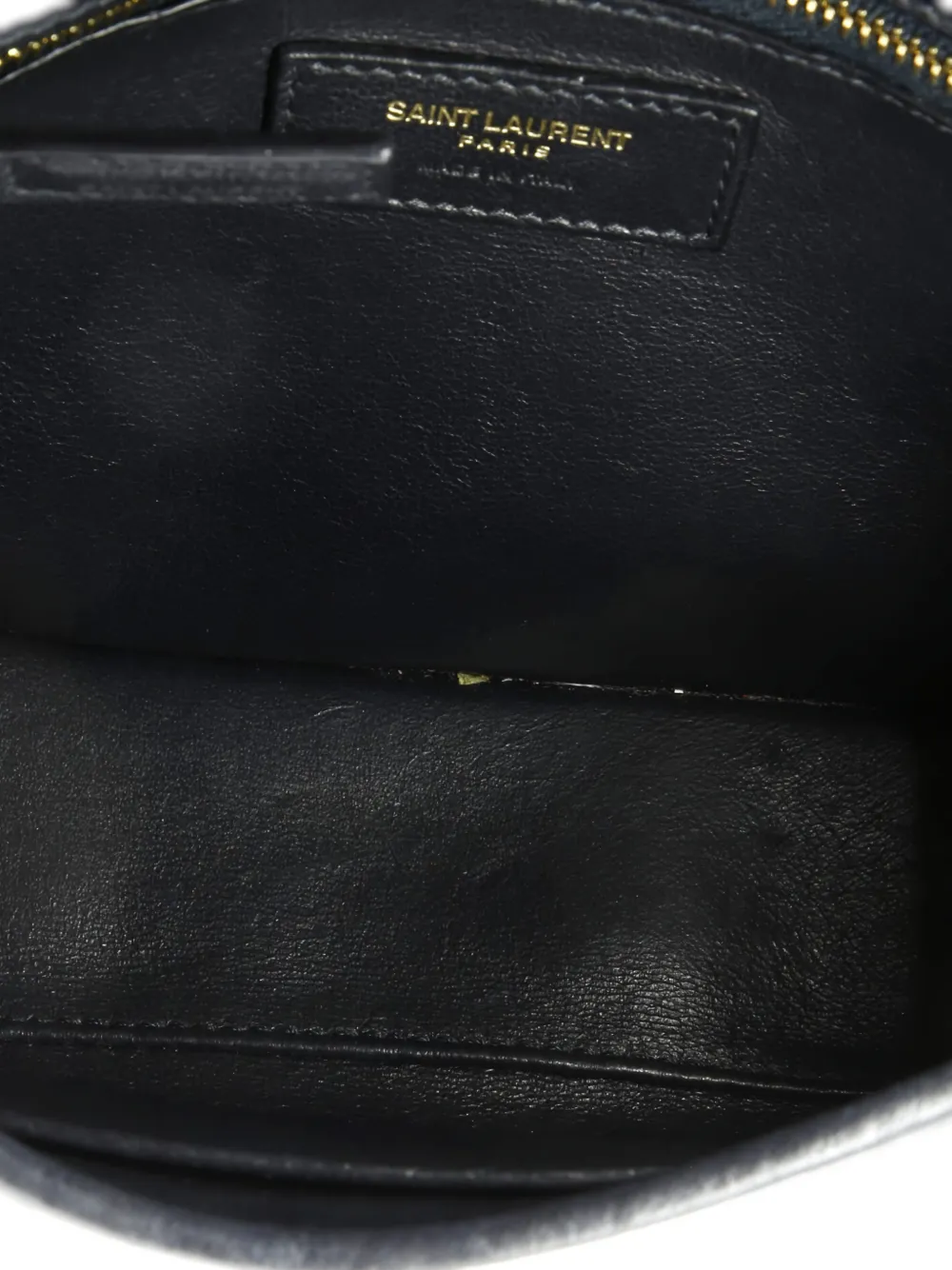 Pre-owned Saint Laurent Flap Satchel Monogram All Over Canvas And Leather Medium Shoulder Bag In Black