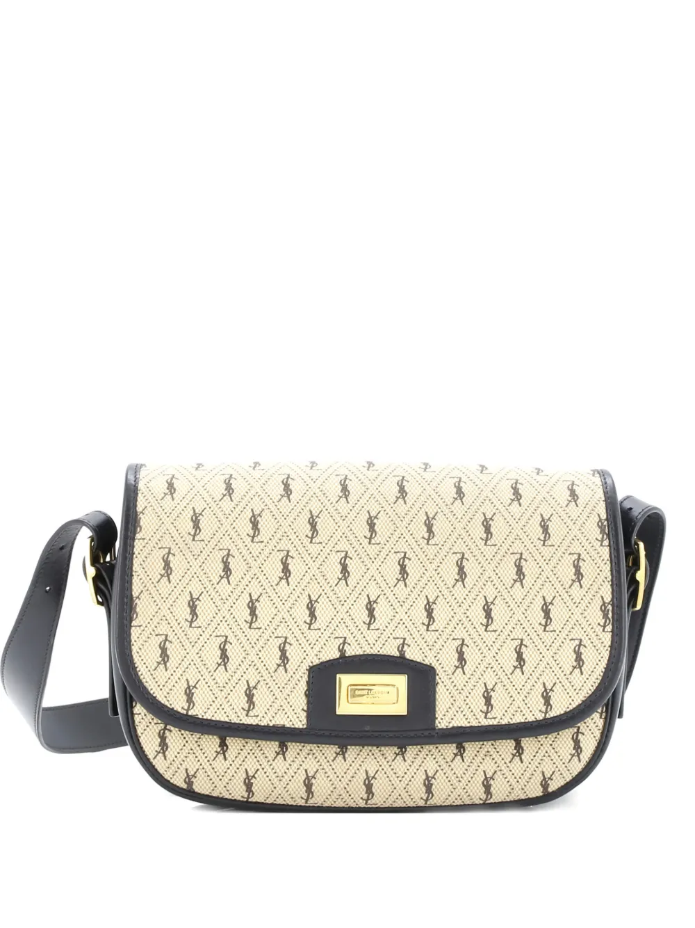 Saint Laurent Pre-Owned Flap Satchel Monogram All Over Canvas and Leather Medium shoulder bag | Black | Image 1