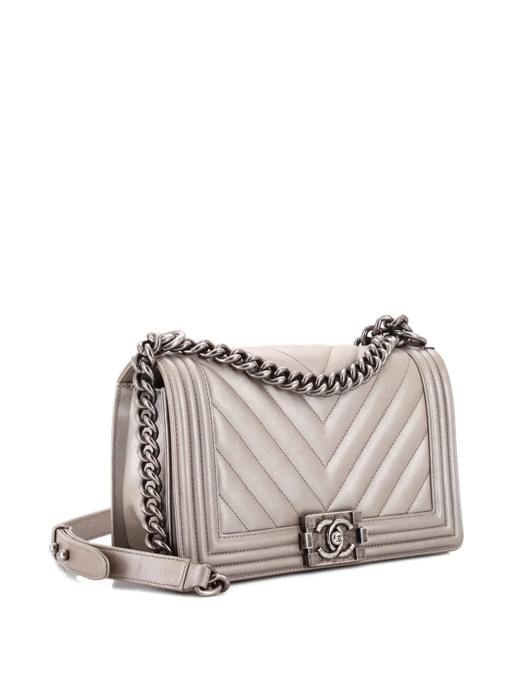 CHANEL Pre-Owned Boy Flap Bag Chevron Caviar Old Medium shoulder bag - Argento